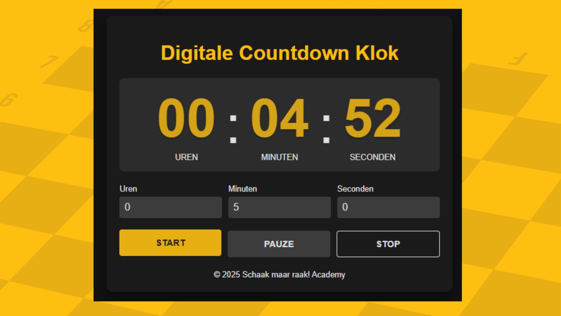 Schermafbeelding van countdown klok